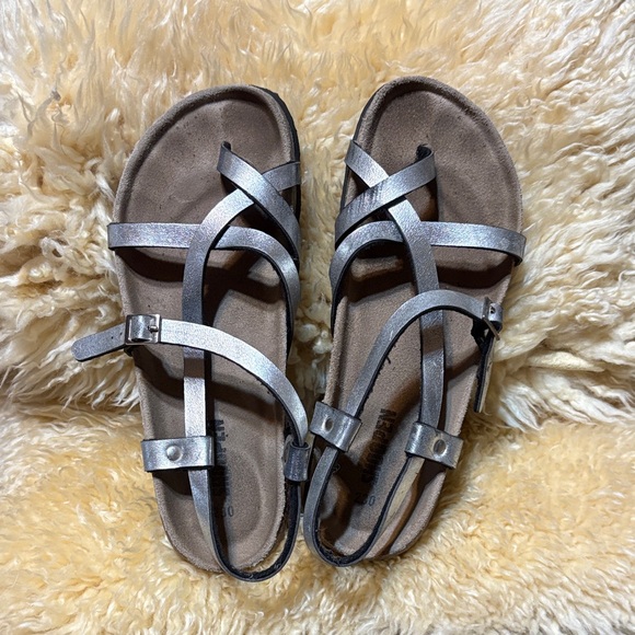 Kids' Silver Strappy Sandals - Picture 1 of 5